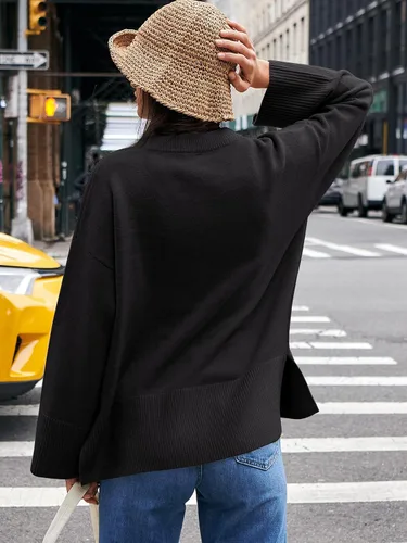 Vista 9 de Caracilia Suéter holgado de manga larga con cuello redondo para mujer, para otoño e invierno 2023