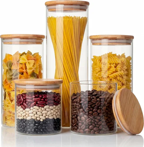 Vista 15 de HomArtist Contenedores de almacenamiento de vidrio extra grandes para harina y azúcar con tapa hermética, 105 fl oz x1 y 48 fl oz x1 [Juego de 2]