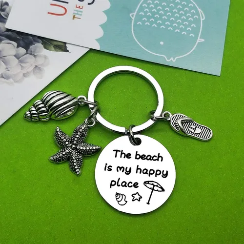 Vista 3 de Llavero de regalo para amantes de la playa, joyería de playa, regalo de vacaciones de verano, llavero de playa, regalo de vacaciones, cumpleaños