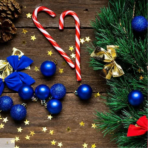 Vista 9 de Paramexview® Juego de 24 bolas de Navidad, 40mm/1.57", bolas colgantes para árbol de Navidad inastillables, decoración con gancho precolocado Azul