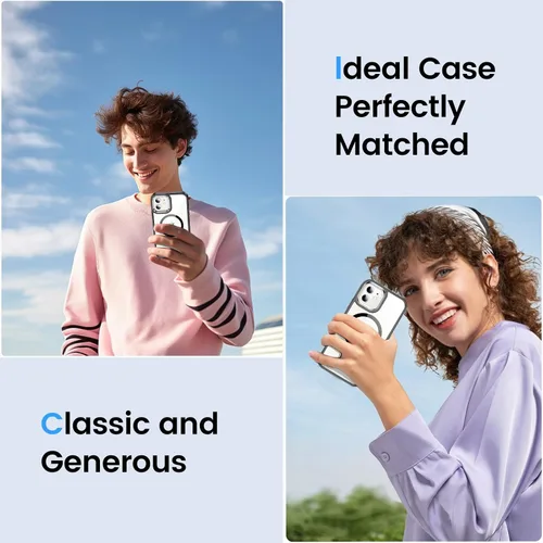 Vista 7 de Funda magnética para iPhone 12 y iPhone 12 Pro transparente, [compatible con Magsafe de 12 pies a prueba de golpes] [No amarillenta] Funda delgada