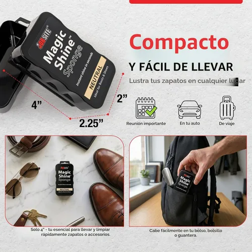 Vista 4 de JobSite – Esponja abrillantadora instantánea para botas y zapatos de cuero Express Paquete negro y neutro