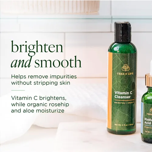 Vista 2 de Beauty Cuidado facial iluminador con vitamina C, minimizando los poros y limpiador facial para una limpieza profunda suave con aloe orgánico