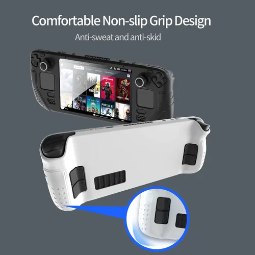 Vista 3 de IINE Steam Deck Protective Case 9 in 1 Full ProtectionSoft Silicone Material Shockproof CaseWhite