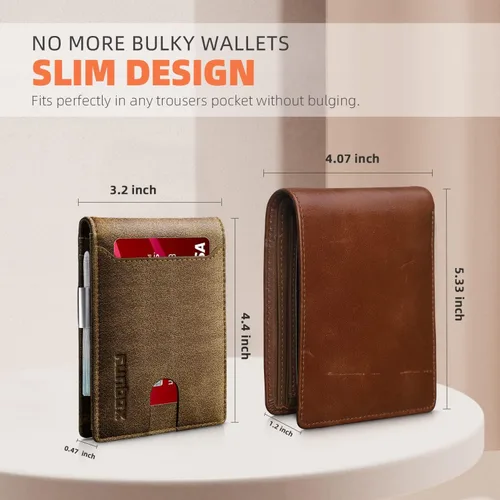 Vista 77 de RUNBOX - Carteras delgadas para hombre, cartera de piel con pinza para el dinero, cartera de bolsillo frontal con bloqueo RFID, tarjetero
