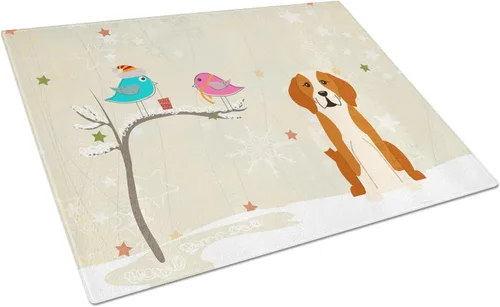 Vista 34 de Caroline's Treasures BB2513LCB - Tabla de cortar de vidrio con texto en inglés "Christmas Presents between Friends" Airedale Terrier - Tabla