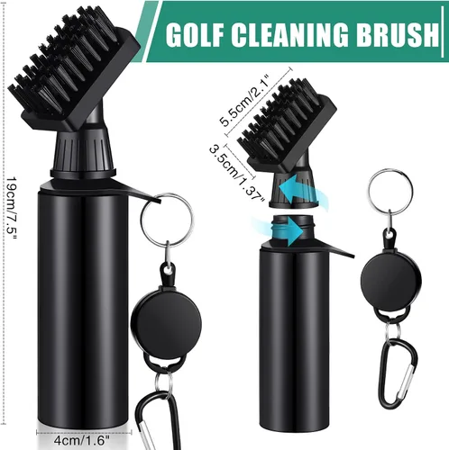 Vista 2 de Meanplan Cepillo de agua de limpieza para palos de golf, gancho retráctil de aluminio para escalar, cepillo limpiador de ranuras para palos de golf