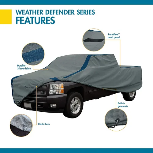 Vista 2 de Duck Covers Weather Defender - Funda para camión con StormFlow, cabinas estándar de hasta 16'3 pulgadas de largo Gris