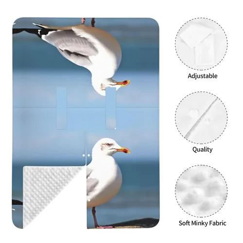 Vista 7 de Baby Car Seat Canopy Cover for Mom, Soft Breathable Nursing Breastfeeding Covers Multi Use Stroller Sun Shade Newborn Shower Gift，Cute Seagull