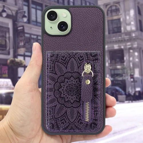 Vista 6 de Harryshell Funda compatible con iPhone 15 Plus/14 Plus con ranuras para tarjetas [soporta hasta 6 tarjetas] Función de atril, bolsillo