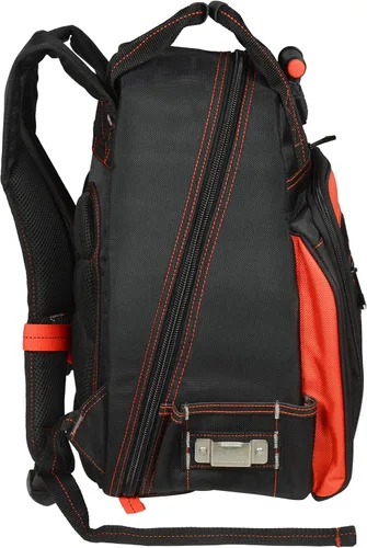 Vista 9 de Hultafors Work Gear HTL523 Mochila iluminada para herramientas, 50 bolsillos, portaherramientas de poliéster balístico resistente, luz giratoria