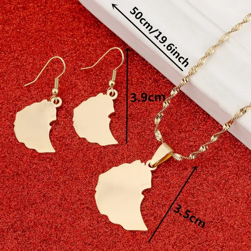 Vista 2 de BR Gold Jewelry Pendientes con colgante de mapa etíope para mujer, mapa de Etiopía