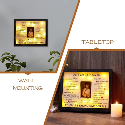 Vista 3 de WOODEXPE Regalo de condolencia Caja Sombra LED Memorial de 8" x 10" Marco de Recuerdo para Regalos Conmemorativos por Pérdida de un Ser Querido Foto