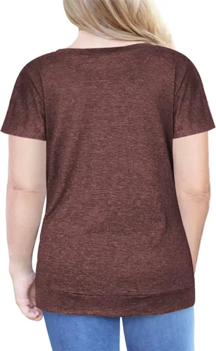 Vista 3 de VISLILY Blusa de manga corta con botones para mujer, talla grande, casual, con bolsillos