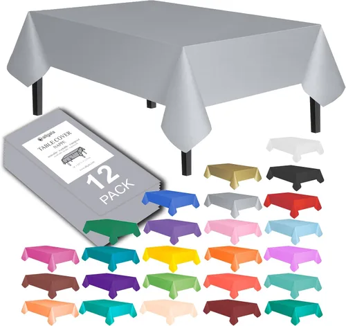 Vista 27 de allgala Juego de 12 manteles de plástico premium para mesa, desechables - 54 x 108 pulgadas - Impermeable, resistente a manchas, fácil de limpiar
