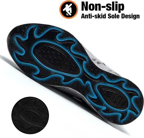 Vista 4 de Kezhiho Zapatos con punta de acero para hombre, ligeros, cómodos, transpirables, a prueba de pinchazos, antideslizantes, a la moda, zapatos