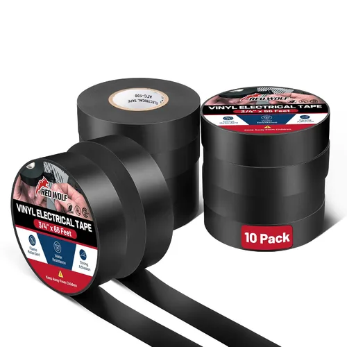 Vista 9 de RED WOLF Cinta eléctrica de vinilo de 1 pulgada x 66 pies, 5 rollos, cinta eléctrica de PVC con certificación UL CSA de 7 mil de grosor, resistente