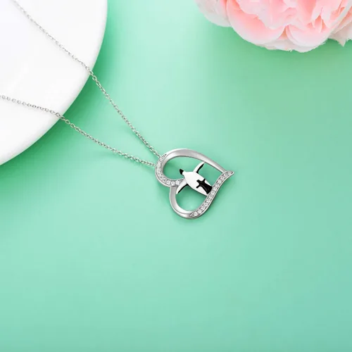 Vista 5 de POPKIMI Collar de plata de ley con colgante de loboelefantespandaspingüinos para mamá e hija
