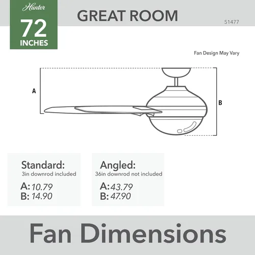 Vista 8 de Hunter Solaria 51477 - Ventilador de techo para exteriores o interiores de 72 pulgadas con luz LED, ventilador de techo blanco con control de pared