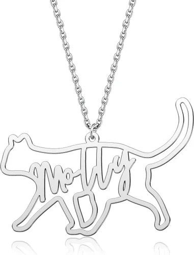 Vista 2 de DemiJewelry Collar de dinosaurio con nombre personalizado para mascotas, perro, gato, animal, regalo de joyería personalizado para mujeres, delicado