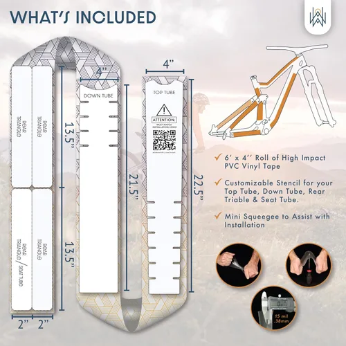 Vista 3 de Cinta de Protección para Marco de Bicicleta - Envoltura de Vinilo Transparente de Alto Impacto Incluye Herramienta (4"x72") Protector de Marco