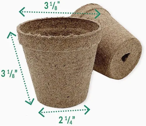 Vista 2 de Jiffy Macetas biodegradables orgánicas para plántulas, orificio de drenaje, 3 pulgadas, paquete de 22 unidades, turba Marrón