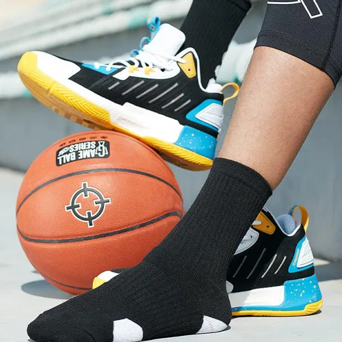 Vista 9 de DRASEX Calcetines deportivos para hombre, calcetines deportivos acolchados, paquete de 4 calcetines de baloncesto Elite calcetines gruesos