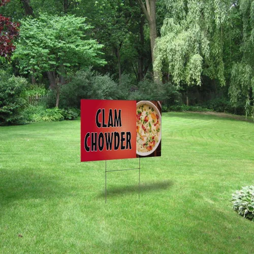 Vista 3 de Fastasticdeals Señal de patio resistente a la intemperie Sopa de almejas Publicidad al aire libre Impresión C Red Lawn Garden Restaurantes 18x12