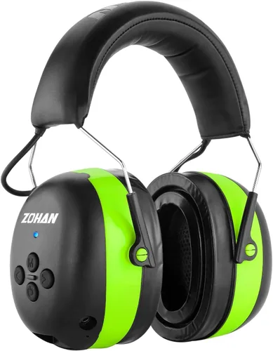 Vista 10 de ZOHAN 037 Auriculares de protección auditiva Bluetooth con batería recargable de 1500 mAh, NRR 25dB reducción de ruido orejeras con 40 horas de Verde