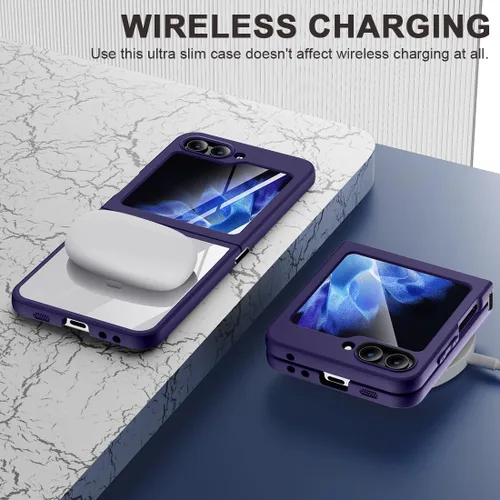 Vista 6 de Funda de espejo para Samsung Galaxy Z Flip 5 Mirror, Galaxy Flip 5 con [subpantalla y protector de cámara] conector de bisagra, cubierta protectora