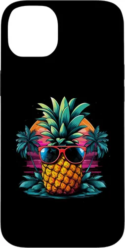 Vista 15 de iPhone 16 Vintage Pineapple With Sunglasses 70s 80s Vaporwave Hawaiian Case