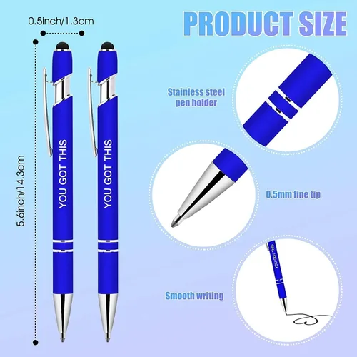 Vista 3 de 10 piezas de bolígrafos inspiradores - Bolígrafos de tinta de bola en masa con punta de lápiz óptico, citas motivacionales, regalos para la escuela