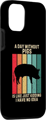 Vista 3 de iPhone 15 Vintage A Day Without Pigs I Have No Idea Animals Lover Case