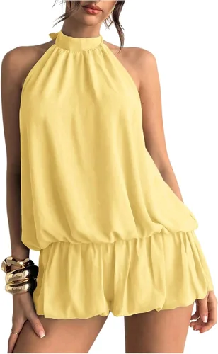 Vista 15 de Floerns Mini vestido sin mangas con volantes y dobladillo de burbujas para Café