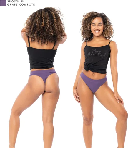 Vista 4 de Sexy Basics Tanga deportiva para mujer Ropa interior de bikini flexible de cintura alta Paquetes múltiples