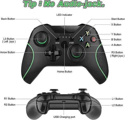 Vista 7 de Controlador inalámbrico para Xbox One controlador de gamepad de 24 GHZ compatible con Xbox OneOne SOne XOne Series XSElitePC Windows 7810 con doble