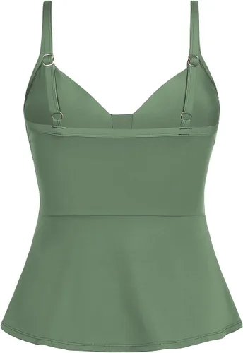 Vista 5 de Hilor Tankini envolvente para mujer, con control de abdomen, fruncido, con cuello en V, para nadar