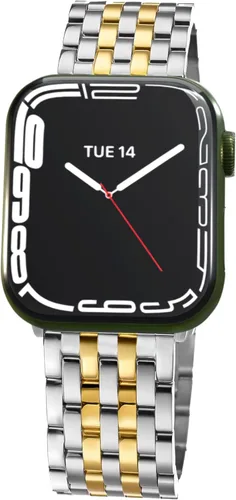 Vista 12 de Correa de reloj de siete eslabones para Apple Watch Series 11, 10, 9, 8, 7, 6, 5, 4, 3, 2, 1 y SE 3/2/1 para mujer, elegante correa de metal de Oro