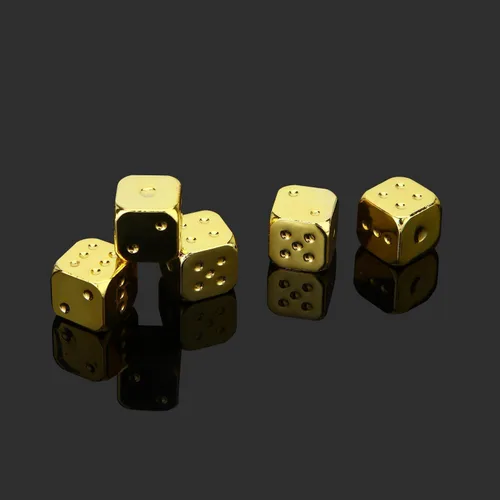 Vista 3 de Juego de dados poliédricos de aleación de zinc para juego de mesa (dorado)