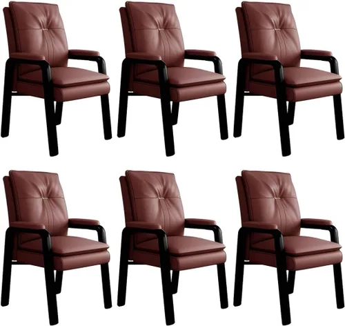 Vista 13 de PU Leather Conference Chair with Fixed Arms High-Back Ergonomic Mahjong Chair Chess Card Room Backrest Computer Chair Long-Term Sitting Mahjong