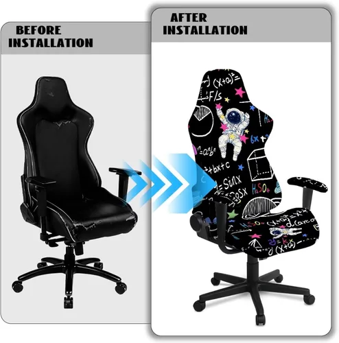 Vista 6 de Fundas para sillas de juegos de astronautas con cremallera, fórmulas matemáticas, funda para silla de oficina con fundas para reposabrazos, funda