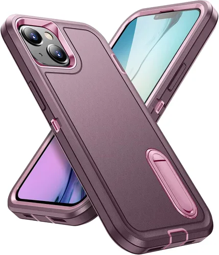Vista 34 de IDweel Funda para iPhone 15 con soporte, protección resistente a los golpes, antiarañazos, delgada, ligera, protectora resistente, funda rígida
