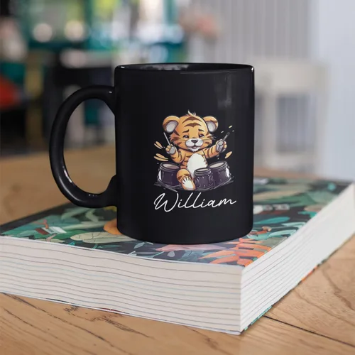Vista 2 de Taza de té personalizada para amantes del tigre con nombre 2023, regalos personalizados para amantes de las mascotas, taza de café de cerámica