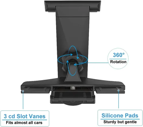 Vista 4 de Soporte para tablet con ranura para CD, soporte para iPad y reproductor de CD, soporte ajustable para tableta para automóvil, compatible con iPad
