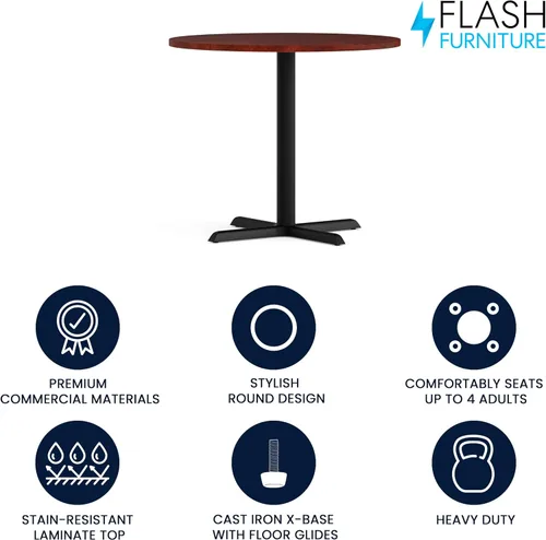 Vista 3 de Flash Furniture Chapman - Mesa redonda multiusos de 36 pulgadas, color cereza