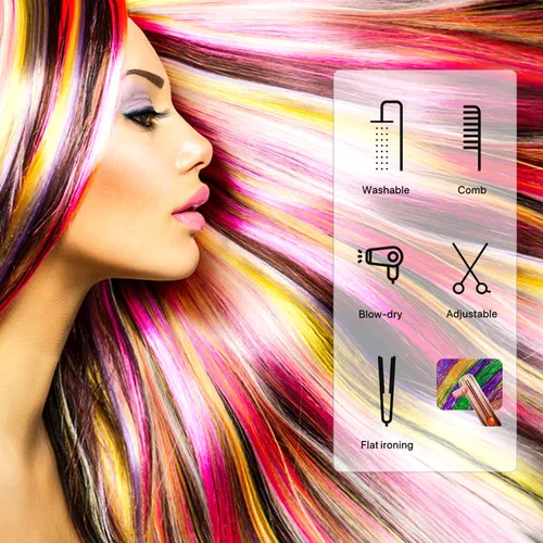 Vista 5 de Kit de extensión de cabello con herramientas e instrucciones, fácil de usar, 1000 mechones, 47 pulgadas, extensiones de cabello con purpurina Fairy