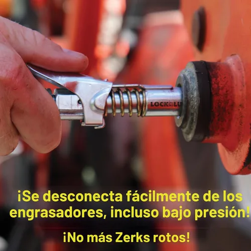 Vista 5 de Acople para pistola engrasadora LockNLube, punta de empalme para acople engrasado Zerk, fácil de colocar y quitar, se mantiene fijo, la grasa queda