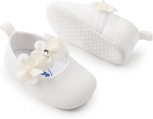 Vista 3 de HsdsBebe 2 unidsset recién nacido bebé niña princesa Mary Jane zapatos para niños pequeños vestido de boda zapatos planos con diadema gratis