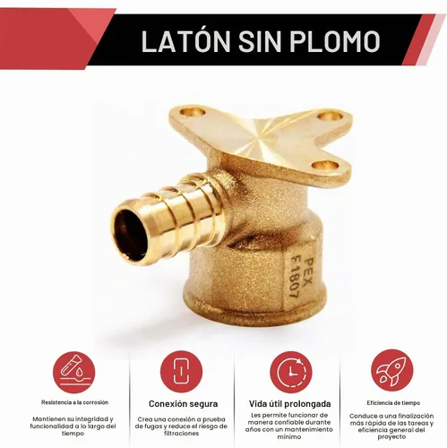 Vista 4 de Paquete de 2 codos de oreja NPT hembra EFIELD Pex de 1/2 pulgada x 1/2 pulgadas, accesorio de latón para transición de Pex a roscado (PEX1807154)