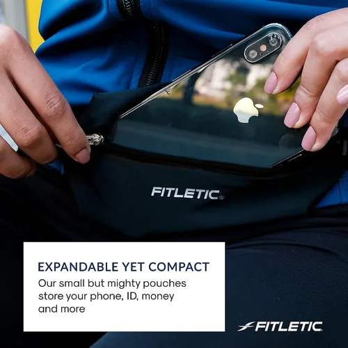Vista 4 de Fitletic Riñonera Active Lifestyle y mini cinturón deportivo para correr para hombres y mujeres, ligero, de perfil bajo, bolsa de licra expandible